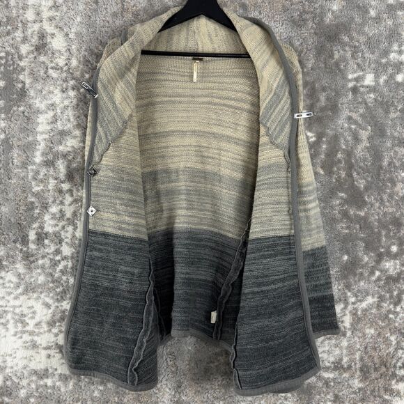 Free People Sz S Wool Ombre Oversized Shawl Collar Snap Button Cardigan Sweater - Picture 3 of 9